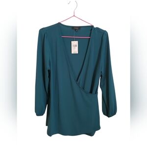Eclipse Deep Teal V-Neck Blouse